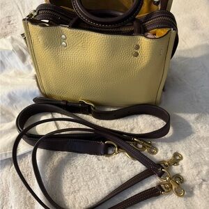 Coach Gold and Brown Shoulder Bag